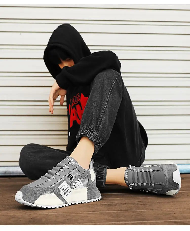 Fashion brand tenis men casual faux leather sneakers male wedged shoes 2025 spring summer breathable trainers man  gym run shoes