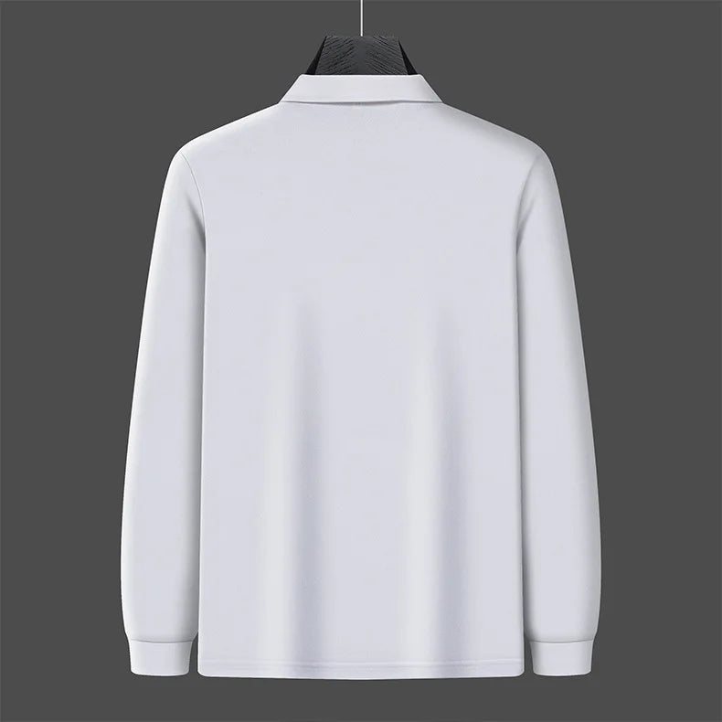 Autumn New Men's Lapel Long Sleeved T-shirt Embroidered Loose Casual Fashion Polo Shirt