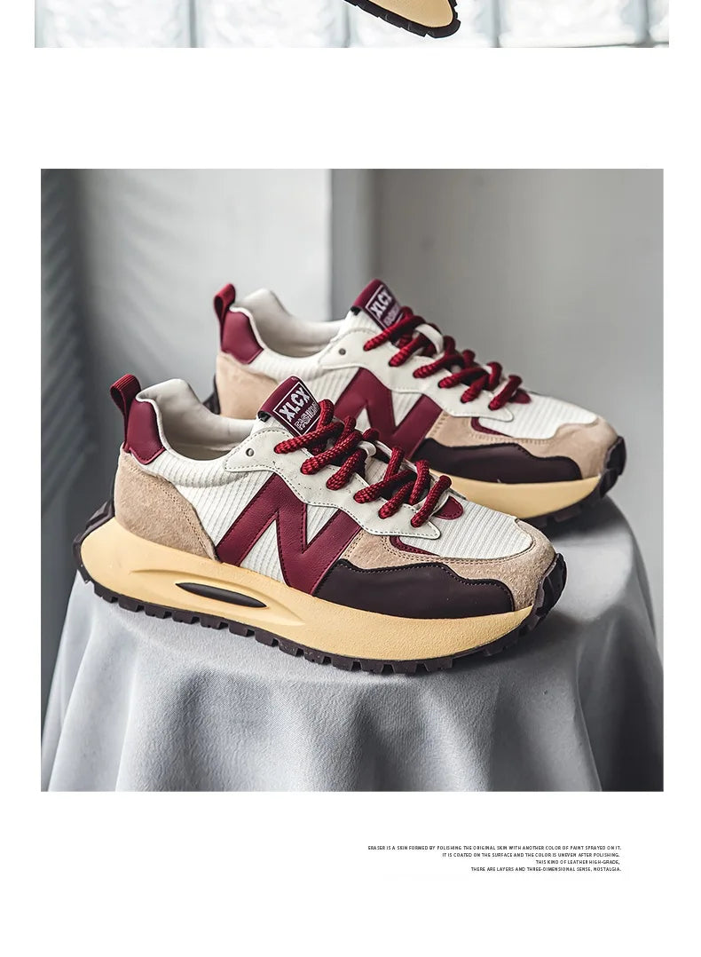 Fashion brand tenis men casual faux leather sneakers male wedged shoes 2025 spring summer breathable trainers man  gym run shoes