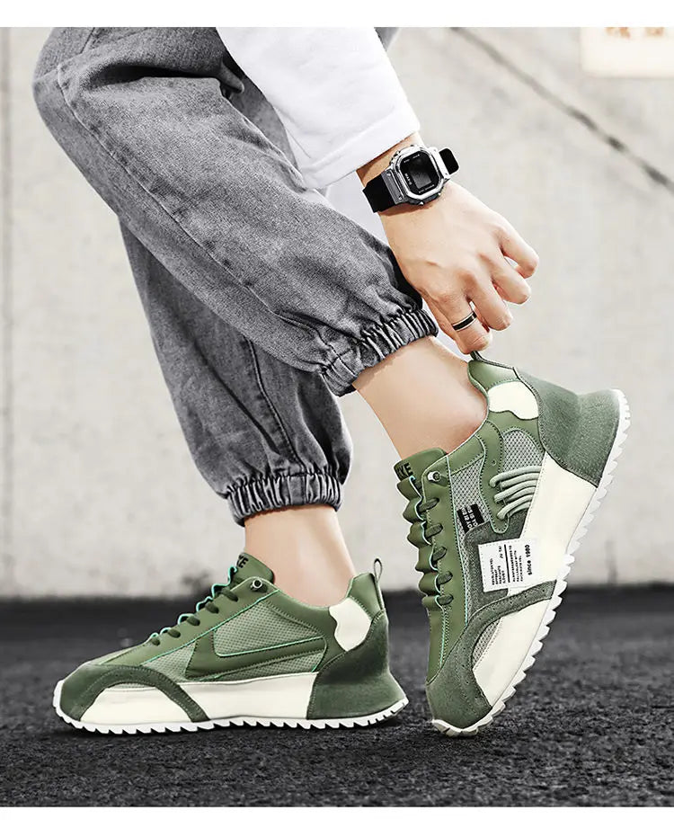 Fashion brand tenis men casual faux leather sneakers male wedged shoes 2025 spring summer breathable trainers man  gym run shoes