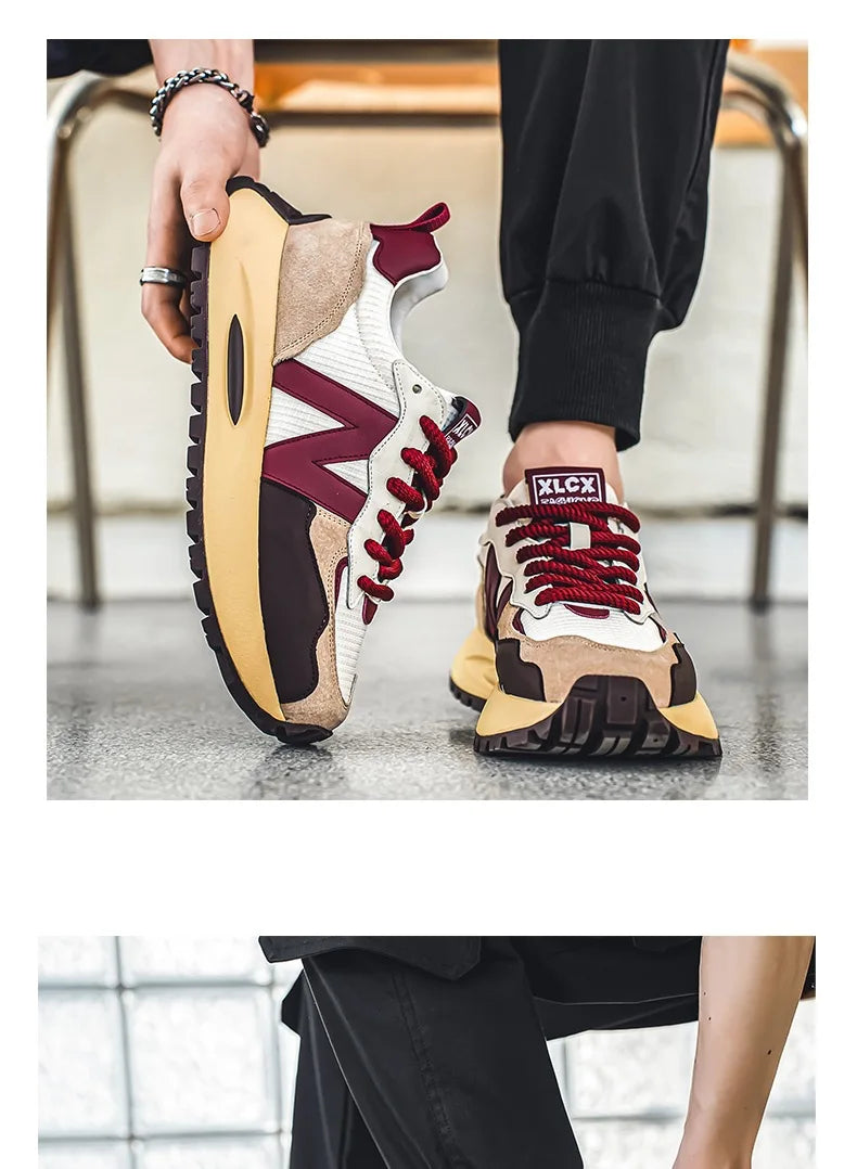 Fashion brand tenis men casual faux leather sneakers male wedged shoes 2025 spring summer breathable trainers man  gym run shoes