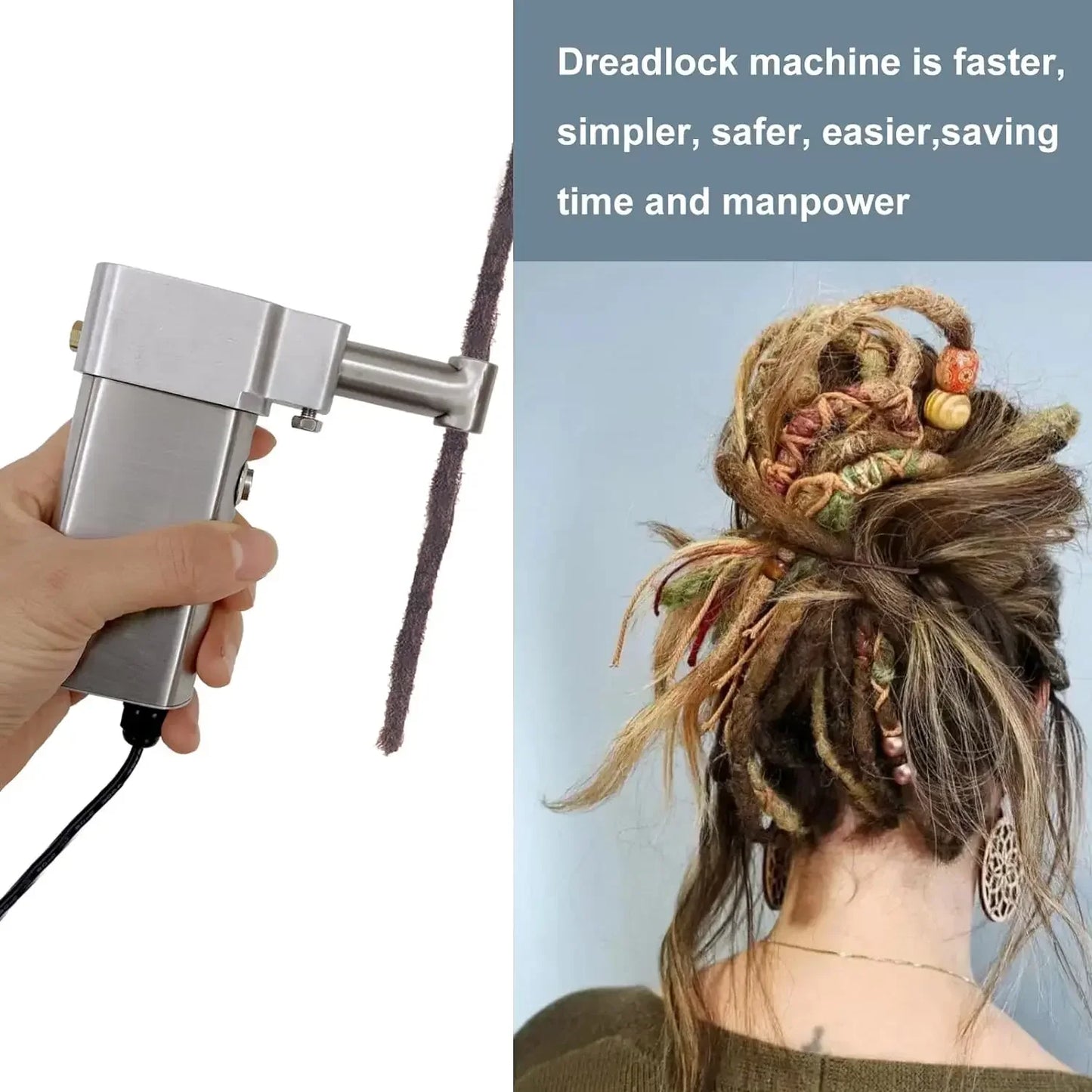 Dreadlock Machine, Automatic Dreadlock Machine, Handheld Portable Dreadlock Maker, DIY Dreadlocks Braiding Hair Extensions