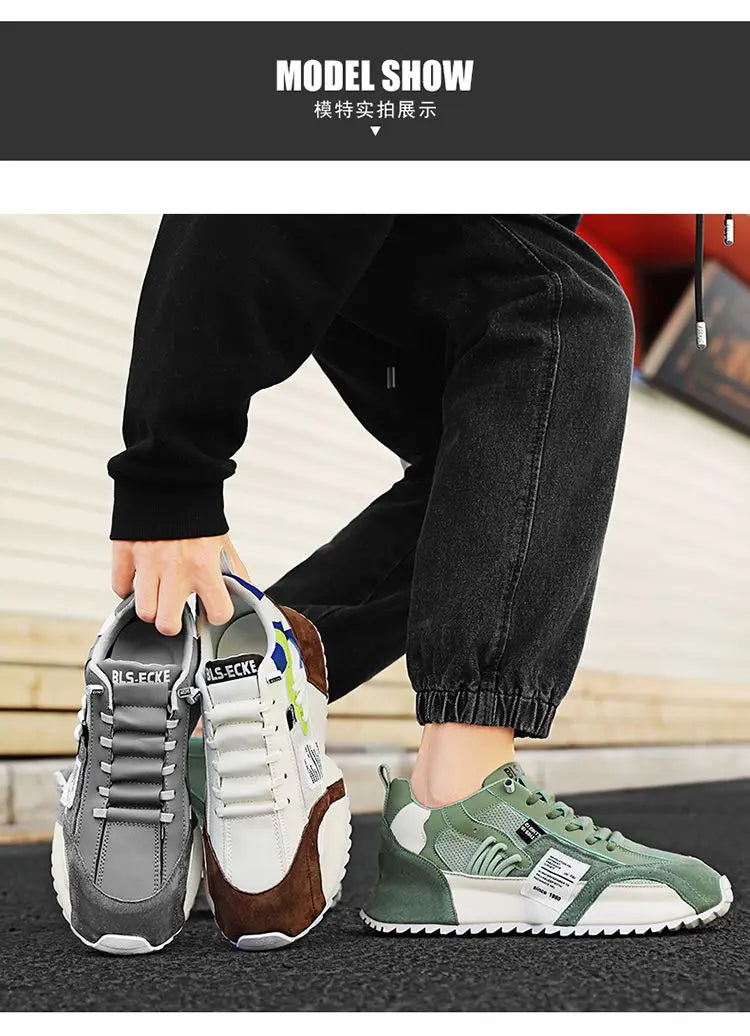 Fashion brand tenis men casual faux leather sneakers male wedged shoes 2025 spring summer breathable trainers man  gym run shoes