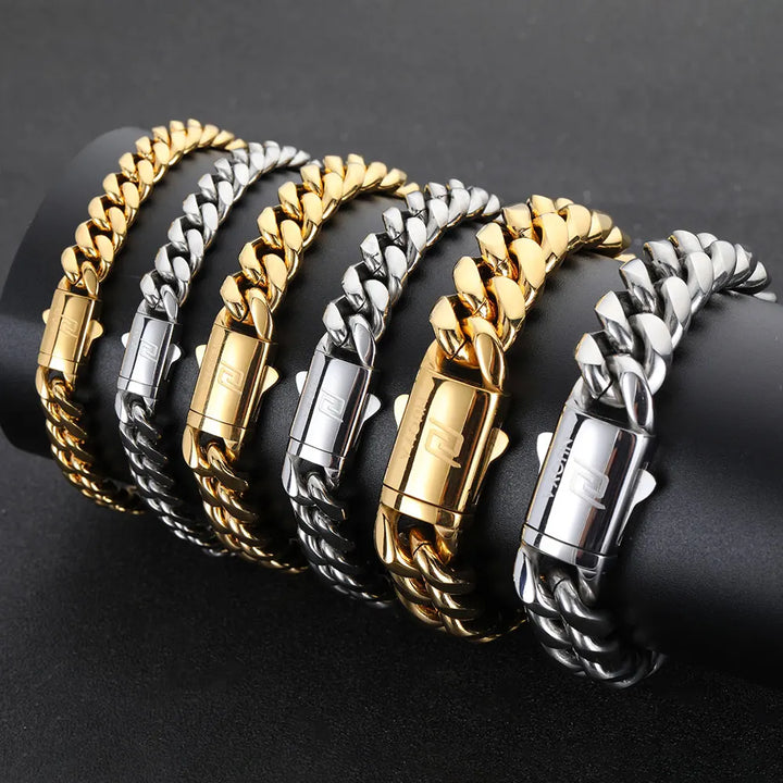 "CustomSteel Cuban Bracelet: Personalized Hip Hop Style for Men"