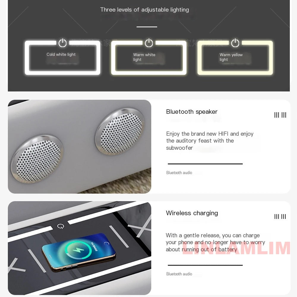 Sofa Set with Chaise Lounge, Bluetooth Speakers, and USB Charging Ports for Living Room