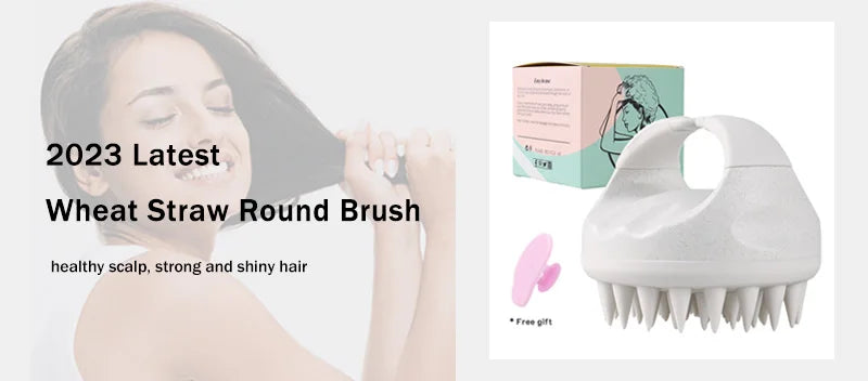 Hair Scalp Massager Brush Eco Friendly Hair Exfoliator Brush Wheat Straw Head Scrubber Silicone Scalp Massager Shampoo Brush