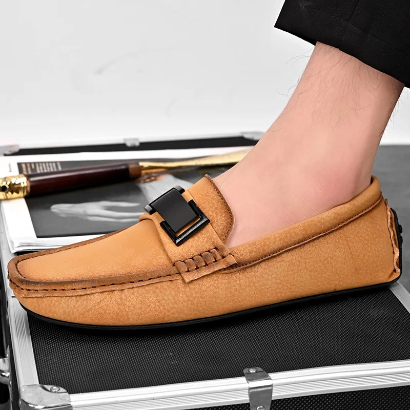 Golden Sapling White Loafers for Men Fashion Soft Sole Social Shoes Casual Driving Flats Slip-on Male Moccasins Plus Size 38-49