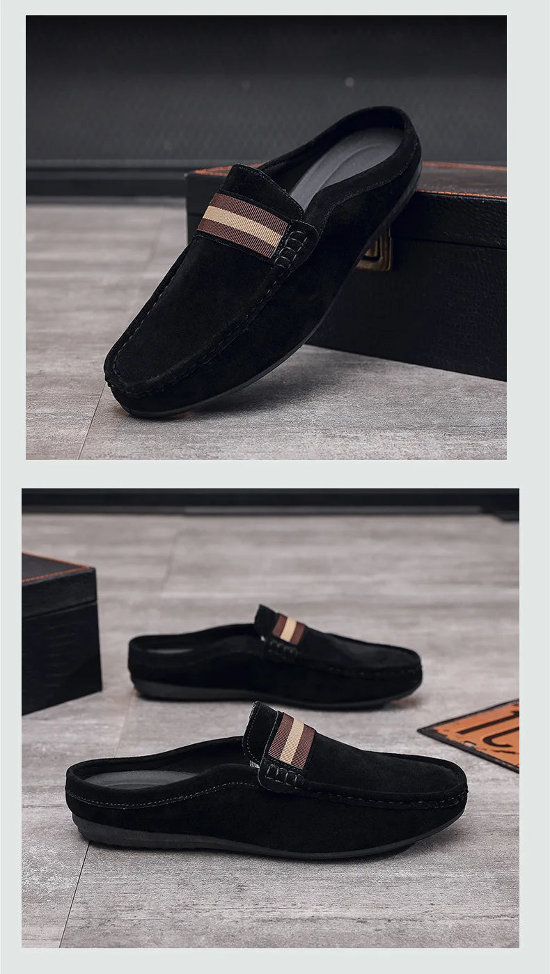 Lefu Shoes Men's Lightweight Bean Shoes Summer One Step Push lazy Breathable Casual Half Support Slippers for men