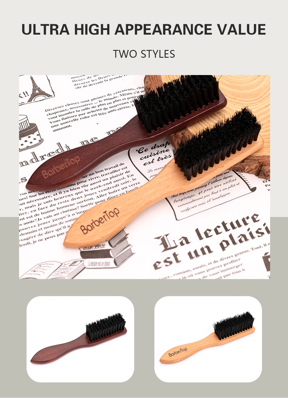 Barber Wood Handle Hairdressing Soft Hair Cleaning Brush Retro Neck Duster Broken Remove Comb Hair Styling Salon Tools