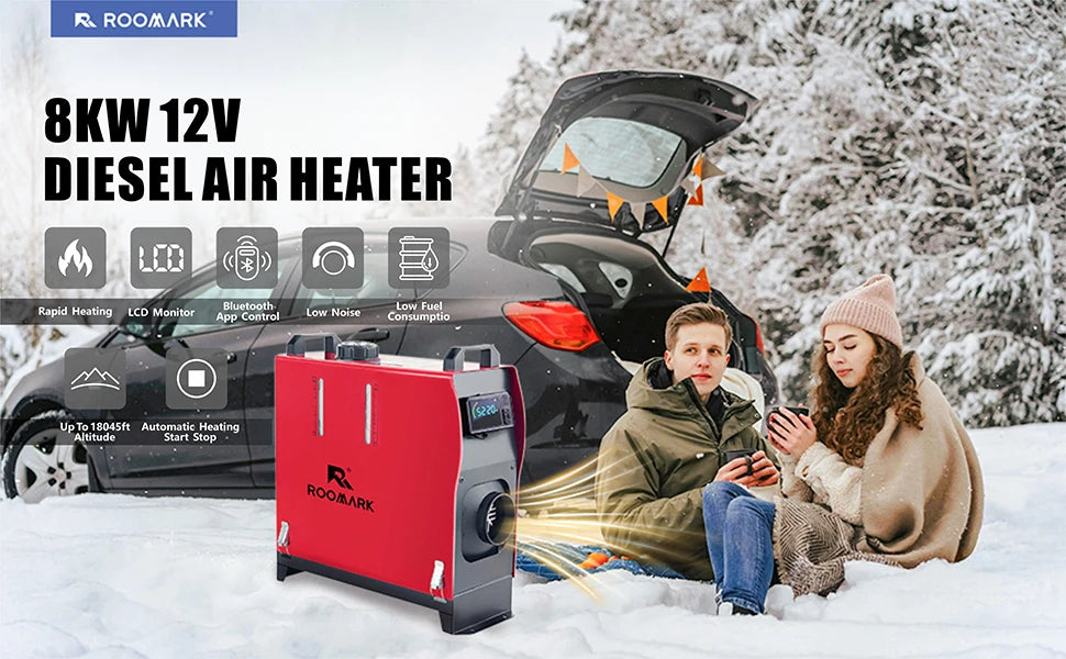 ROOMARK 5/8 KW Diesel Air Heater 12 V All in One Portable Parking Car Heater w/ LCD Monitor Remote Control for Truck RV Trailer