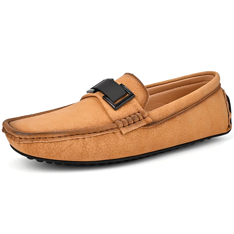 Golden Sapling White Loafers for Men Fashion Soft Sole Social Shoes Casual Driving Flats Slip-on Male Moccasins Plus Size 38-49