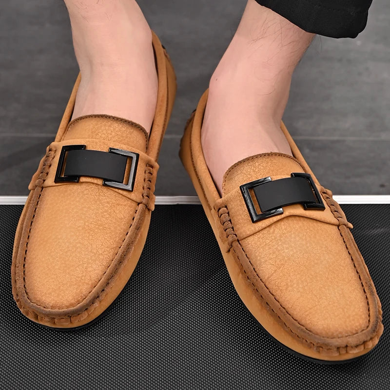 Golden Sapling White Loafers for Men Fashion Soft Sole Social Shoes Casual Driving Flats Slip-on Male Moccasins Plus Size 38-49