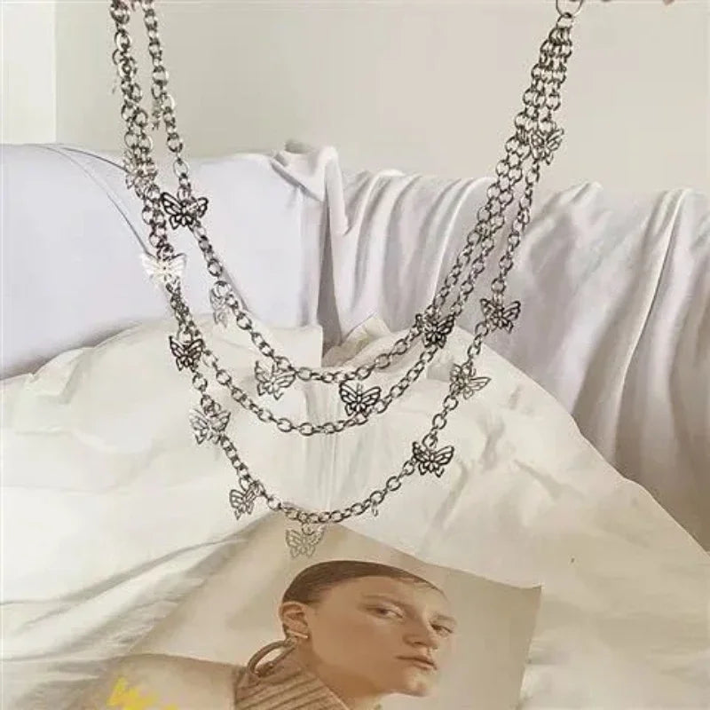 Fashion Butterfly Waist Chains Jeans Trousers Skirt Multi Alloy Chain Layer Hip-hop Punk Women's Pendant Jewelry