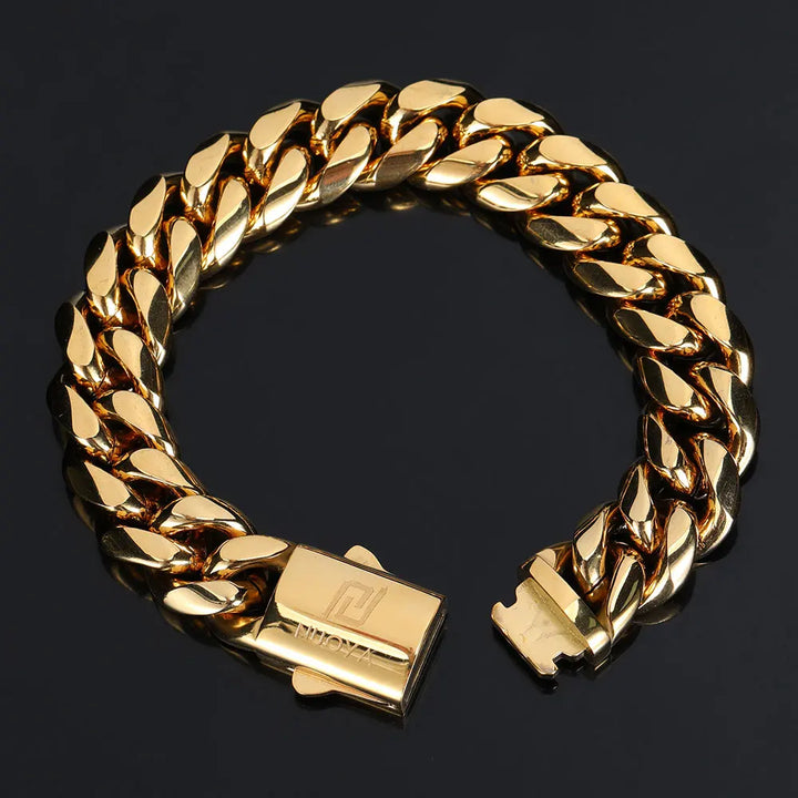 "CustomSteel Cuban Bracelet: Personalized Hip Hop Style for Men"