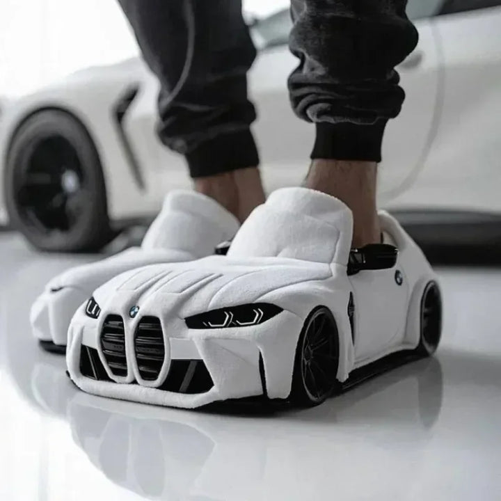 "SpeedSoft 2025: Plush Racing Slippers for Car Lovers"