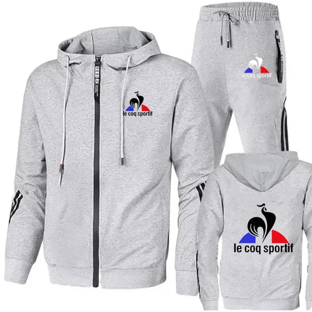 Men's sportswear autumn and winter sportswear men's two-piece set+sports pants printed brand zipper men's sportswear set Plus si