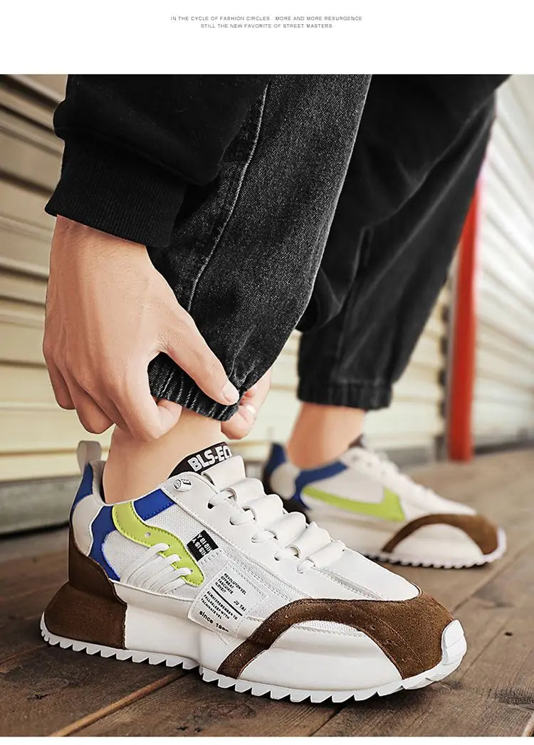 Fashion brand tenis men casual faux leather sneakers male wedged shoes 2025 spring summer breathable trainers man  gym run shoes