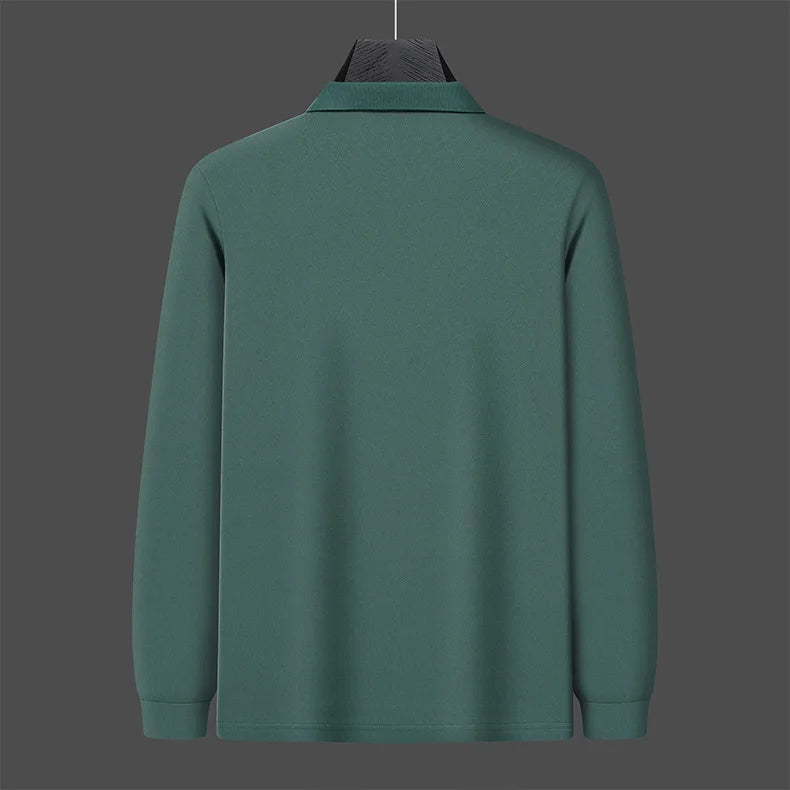 Autumn New Men's Lapel Long Sleeved T-shirt Embroidered Loose Casual Fashion Polo Shirt