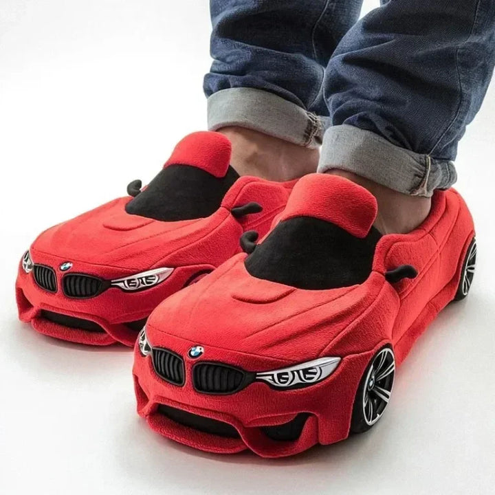 "SpeedSoft 2025: Plush Racing Slippers for Car Lovers"