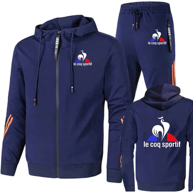 Men's sportswear autumn and winter sportswear men's two-piece set+sports pants printed brand zipper men's sportswear set Plus si