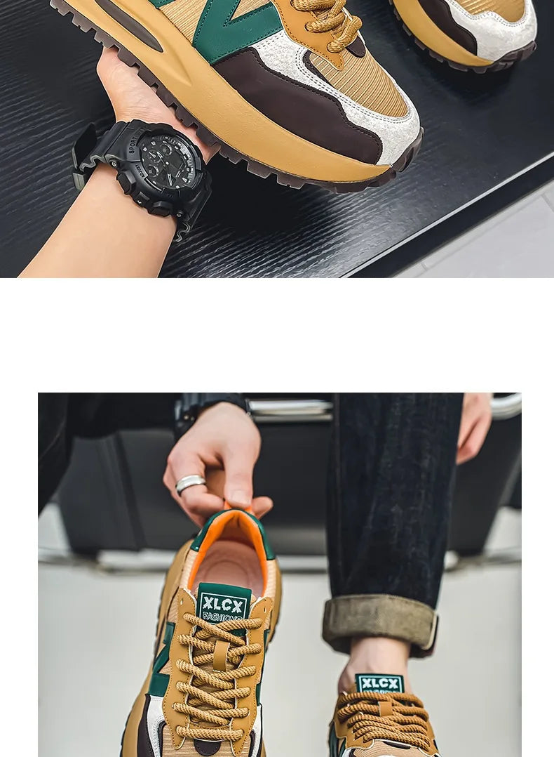Fashion brand tenis men casual faux leather sneakers male wedged shoes 2025 spring summer breathable trainers man  gym run shoes