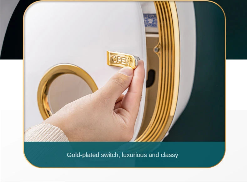 golden Bathroom Shelf Storage Box Punch-Free Wall-Mounted Toilet Paper Holder Box Waterproof Paper Towel Bathroom Storage Rack