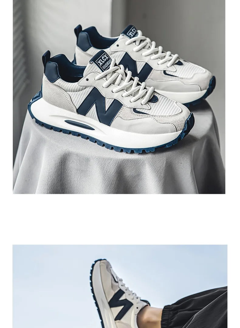 Fashion brand tenis men casual faux leather sneakers male wedged shoes 2025 spring summer breathable trainers man  gym run shoes