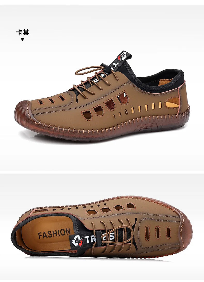 New Summer Men's Casual Sandals Fashion Hollow Breathable Shoes Flat Men's Business Soft Sole Sports Shoes Fashion Men's Shoes