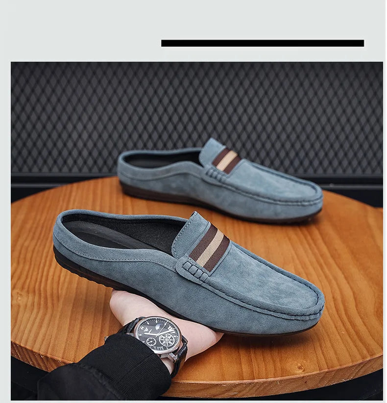 Lefu Shoes Men's Lightweight Bean Shoes Summer One Step Push lazy Breathable Casual Half Support Slippers for men