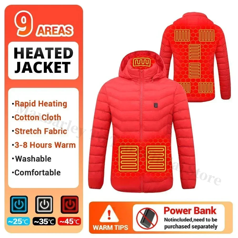 21 Areas Heating Jacket Men Winter USB Electric Heated Coat Functional Self Heating Clothes Outdoor Snow Ski Thick Padded Jacket
