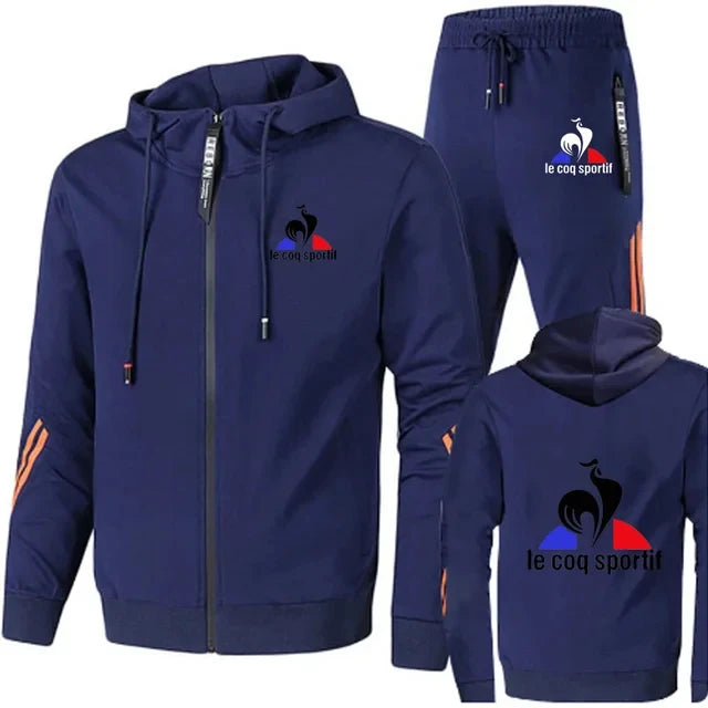 Men's sportswear autumn and winter sportswear men's two-piece set+sports pants printed brand zipper men's sportswear set Plus si