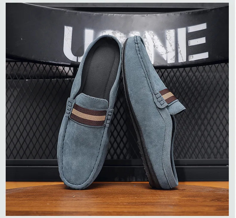 Lefu Shoes Men's Lightweight Bean Shoes Summer One Step Push lazy Breathable Casual Half Support Slippers for men