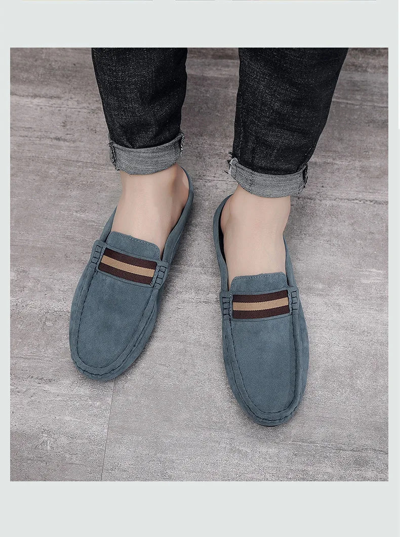 Lefu Shoes Men's Lightweight Bean Shoes Summer One Step Push lazy Breathable Casual Half Support Slippers for men