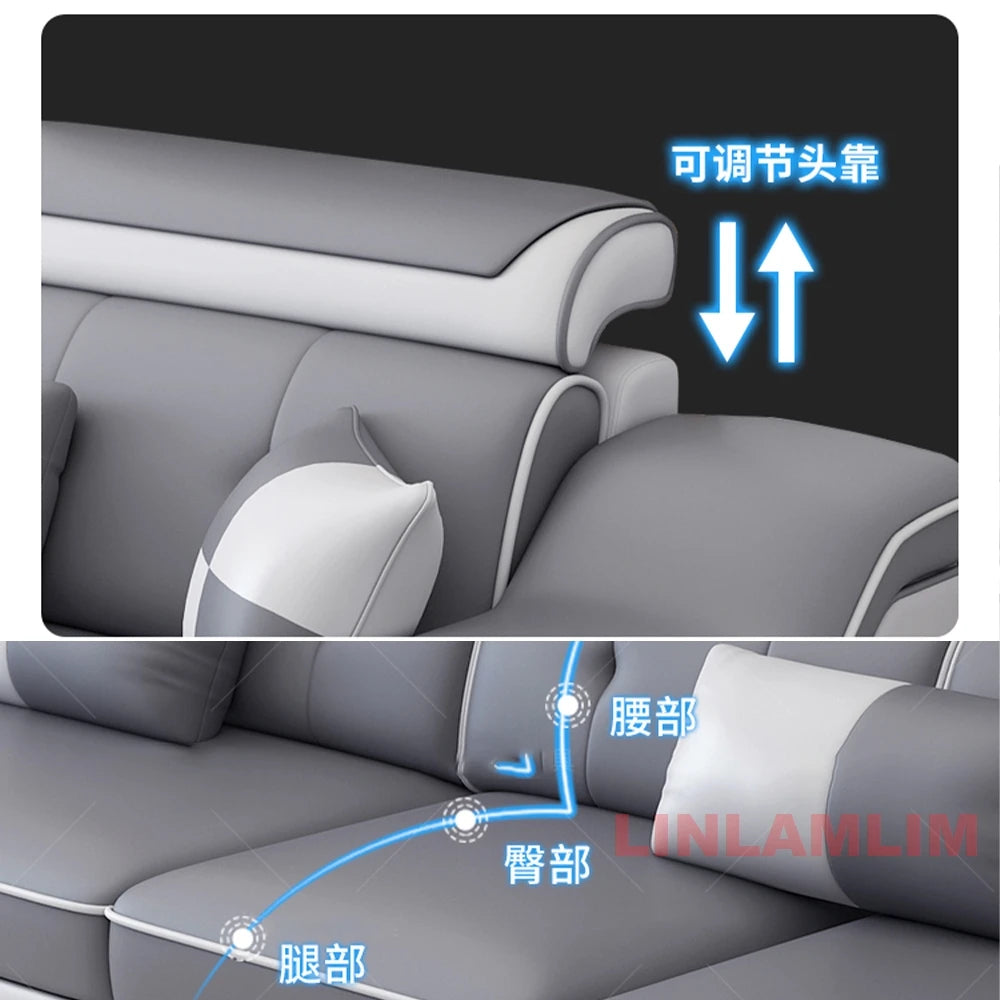 Sofa Set with Chaise Lounge, Bluetooth Speakers, and USB Charging Ports for Living Room