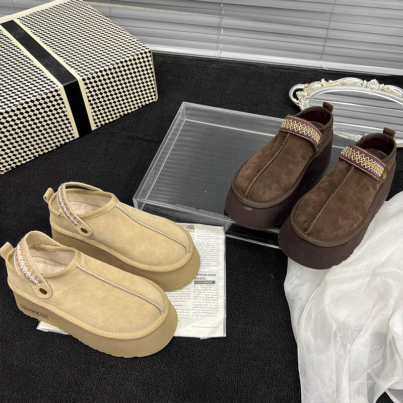 Platform Women's Slippers Suede Mules Shoes Woman Heeled Shoes Slingback Summer 2025 New Brand Casual Sneakers Zapatos De Mujer