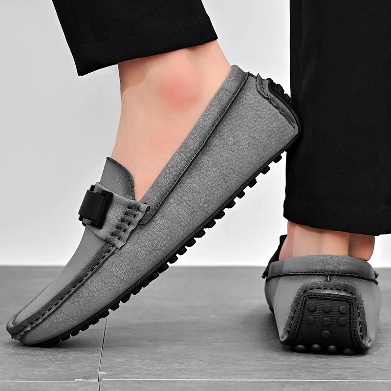 Golden Sapling White Loafers for Men Fashion Soft Sole Social Shoes Casual Driving Flats Slip-on Male Moccasins Plus Size 38-49