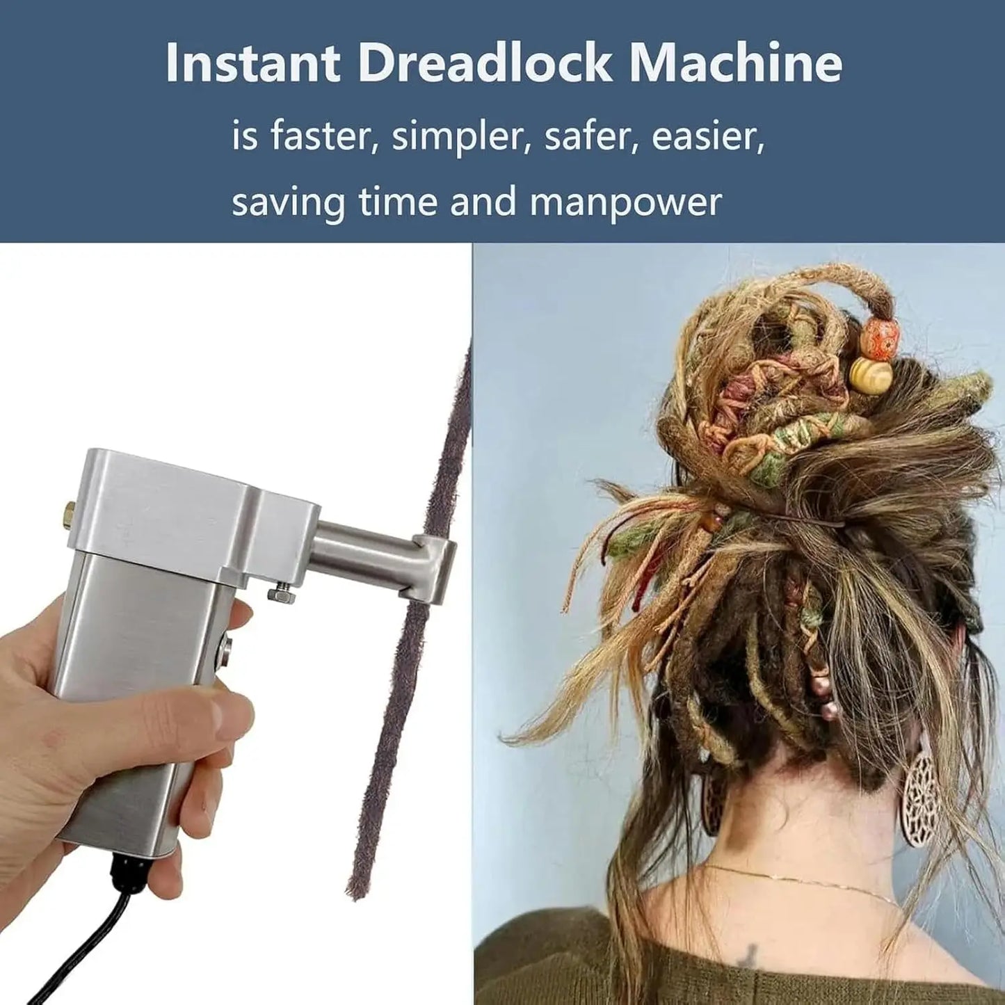 Dreadlock Machine, Automatic Dreadlock Machine, Handheld Portable Dreadlock Maker, DIY Dreadlocks Braiding Hair Extensions