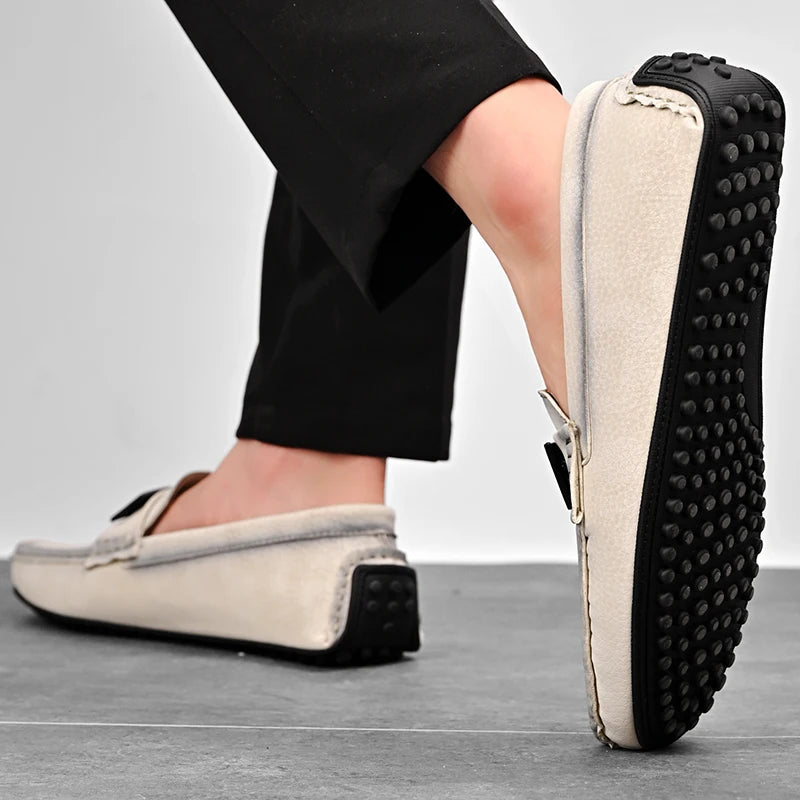 Golden Sapling White Loafers for Men Fashion Soft Sole Social Shoes Casual Driving Flats Slip-on Male Moccasins Plus Size 38-49