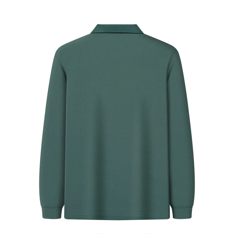 Autumn New Men's Lapel Long Sleeved T-shirt Embroidered Loose Casual Fashion Polo Shirt